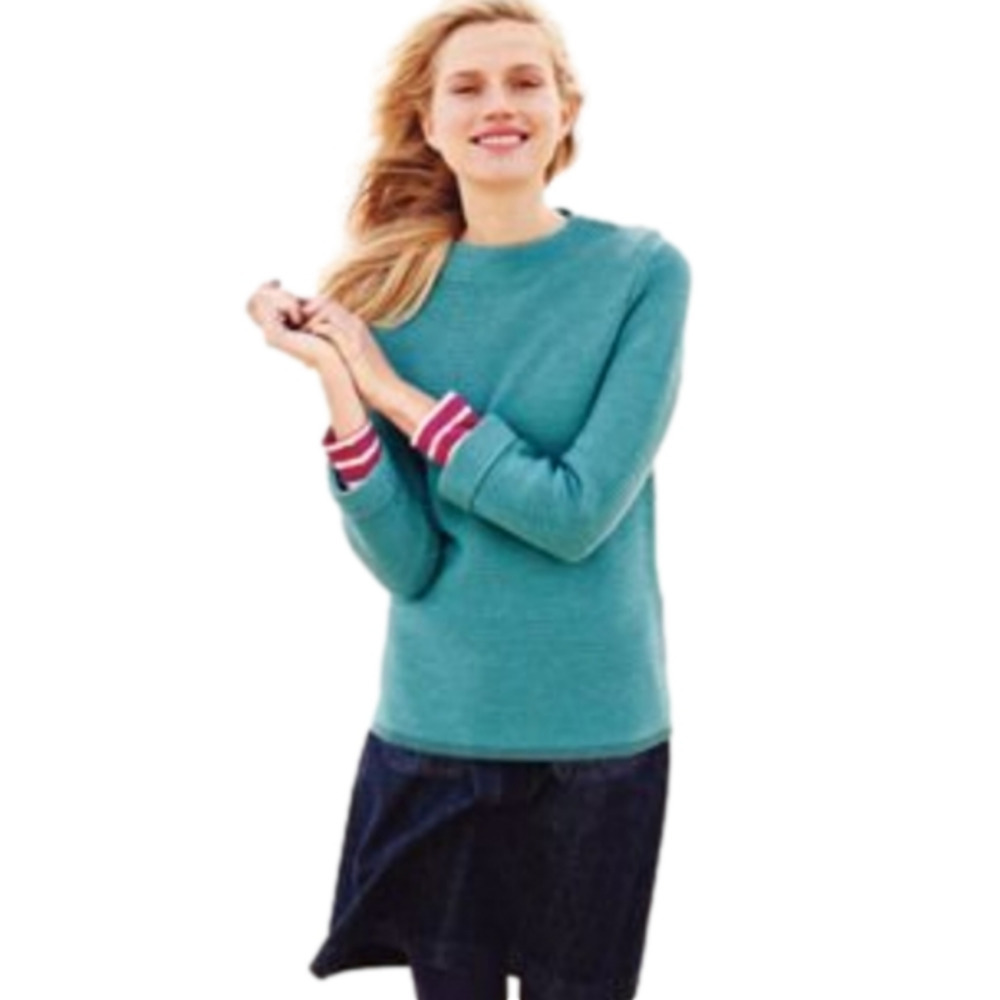 Boden Grace blue wool cotton blend crewneck knit long sleeves sweater Size 6